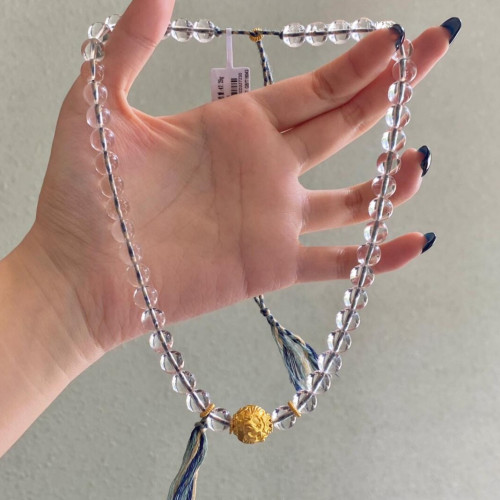 10A净水天然巴西白水晶项链古法金龙凤转运珠锁骨链手串佛珠念珠