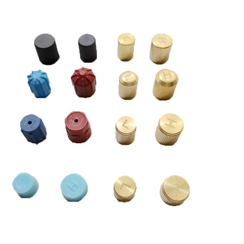 防尘防漏保护盖 高低压帽加氟嘴汽车空调气门芯盖子R134a纯铜套装