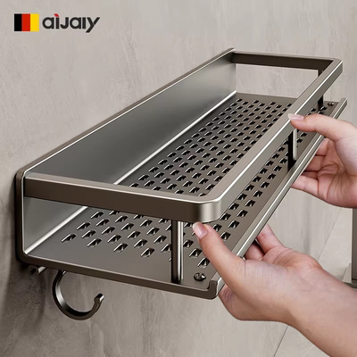 浴室置物架卫生间免打孔壁挂式毛巾架厕所洗漱台洗澡间墙上收纳架