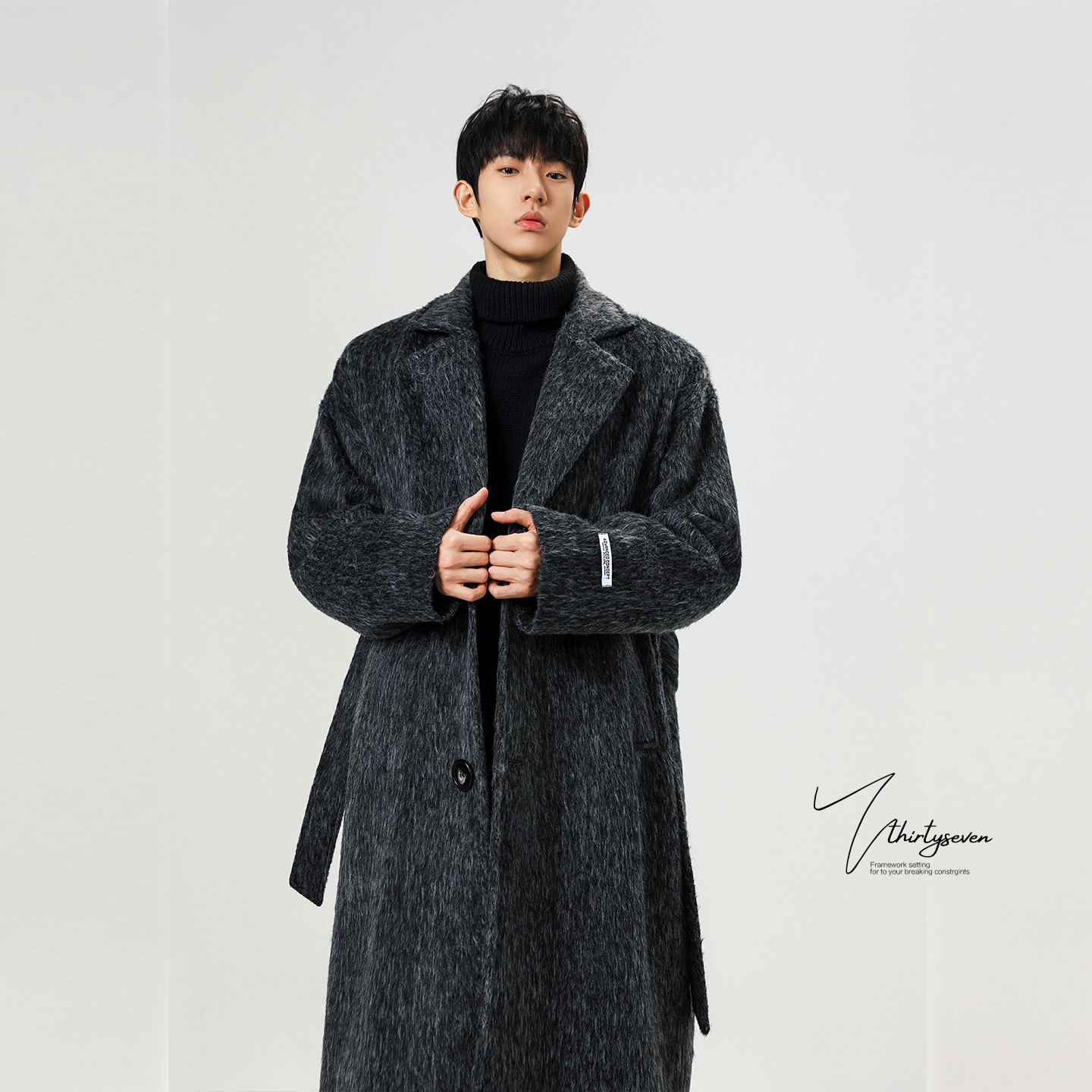 克苏鲁文职海马毛呢子大衣男款