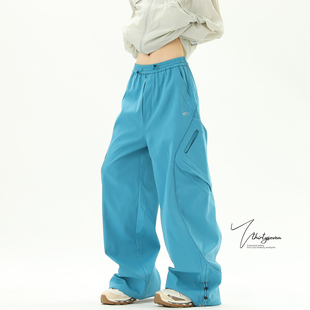 设计感运动休闲登山裤 V37弧线拼接机能风工装 美式 男秋季 子 冲锋裤