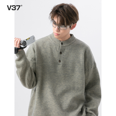 美式高街亨利领毛衣男