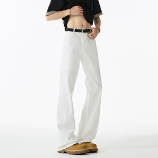 加绒微喇长裤 V37美式 高街显瘦修身 男秋季 子 复古bootcut白色牛仔裤