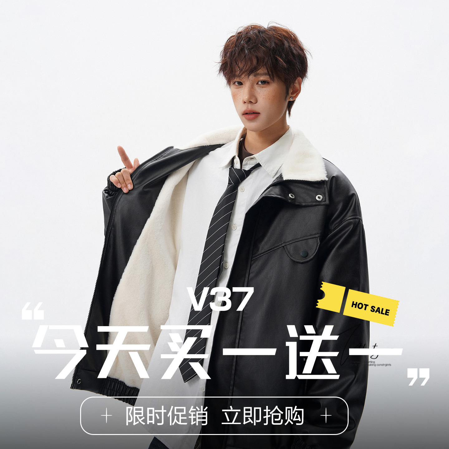 美式复古高街加厚机车皮衣外套