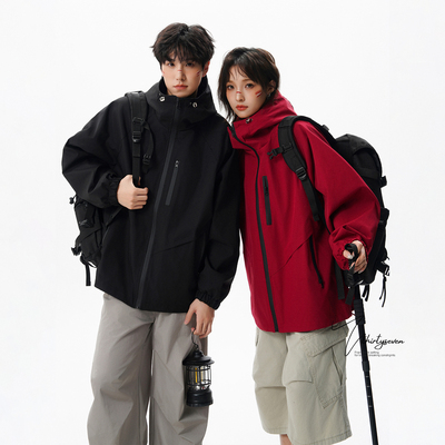 双面穿黑武士冲锋衣男款