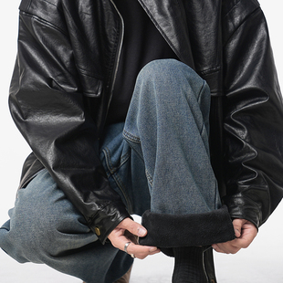 V37美式牛仔裤男款秋季穿搭2025新款裤子宽松直筒复古水洗长裤