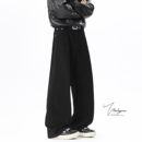 子 男秋冬高级感宽松垂感情侣休闲长裤 V37美式 复古黑色阔腿牛仔裤