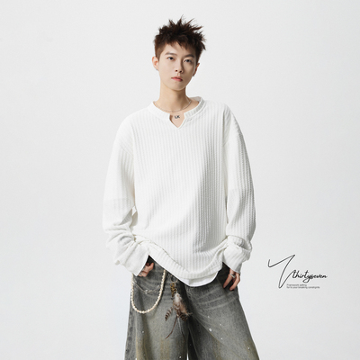 美式肌理感大码长袖打底衫男