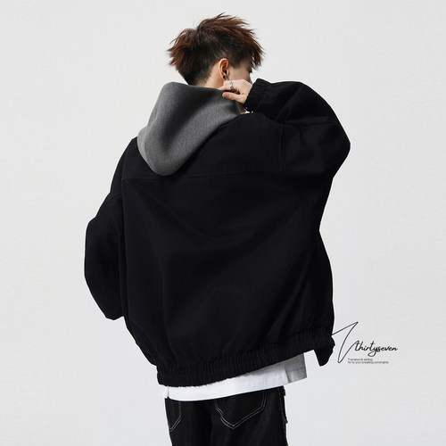 V37美式复古连帽夹克棉衣