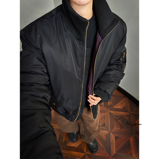 痞帅哈灵顿工装 立领棉服男冬季 棉衣外套 复古cleanfit短款 V37美式