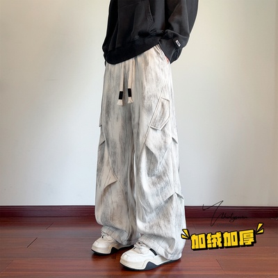 美式高街vintage扎染工装伞兵裤