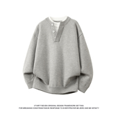 春季 男款 简约cleanfit宽松休闲百搭情侣上衣 灰色V领针织衫 V37美式