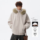 V37美式 简约cleanfit加厚保暖棉服外套 毛领拼接座山雕棉衣男冬季