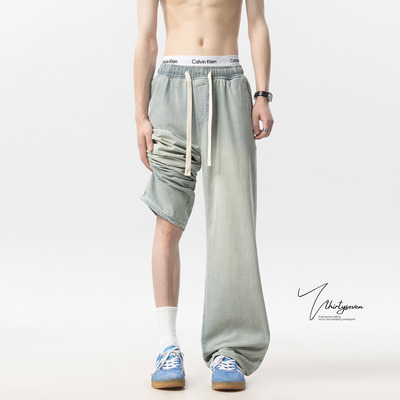 V37夏季美式冰丝牛仔裤