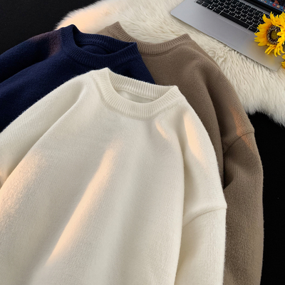 基础款复古纯色毛衣男