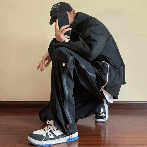 户外机能风侧拉链休闲裤