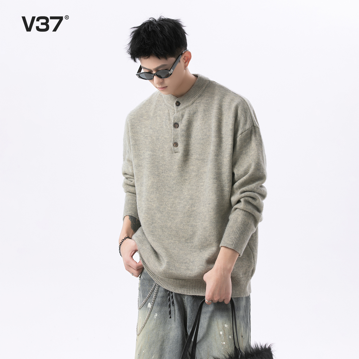 美式cleanfit亨利领毛衣