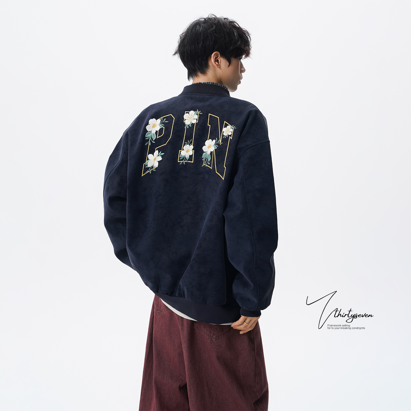 美式潮牌刺绣情侣棒球服夹克男