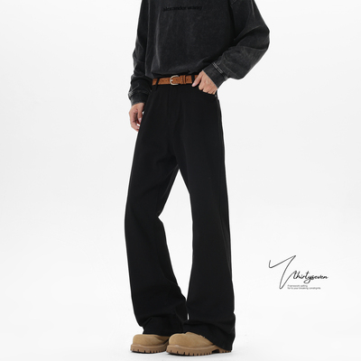 巴黎bootcut弯刀黑色牛仔裤