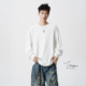 长袖 V37重磅白色德绒打底衫 基础款 美式 T恤宽松圆领内搭上衣 男春季