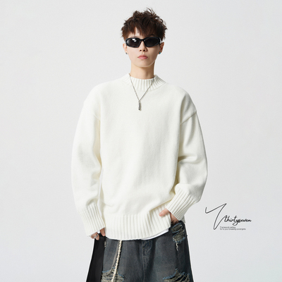 秋冬季新款潮牌半高领毛衣男款