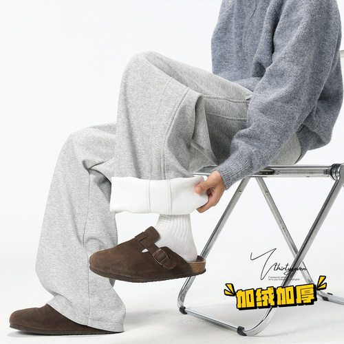 高街复古格雷系灰色运动卫裤男