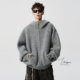 外套 潮牌宽松拉链针织开衫 V37美式 格雷系灰色高领连帽毛衣男春季