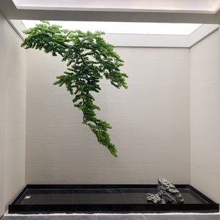 仿真悬挂松树别墅天井造景仿真植物造景倒挂吊挂绿植室内迎客松