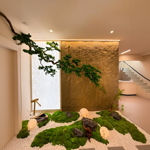 仿真悬挂松树迎客松自然风垂坠仿真松枝艺术室内造景装饰中式景观