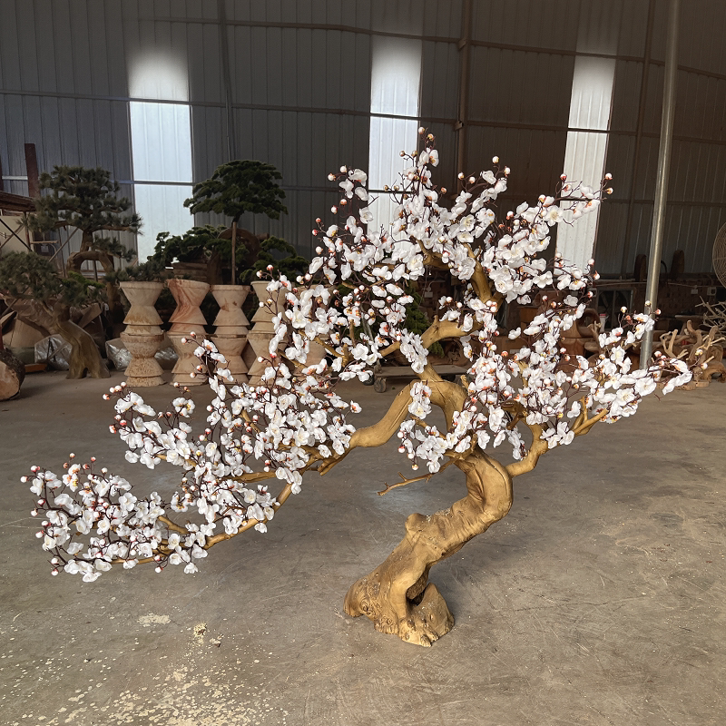 高仿真雕刻梅花玄关造景中式庭院