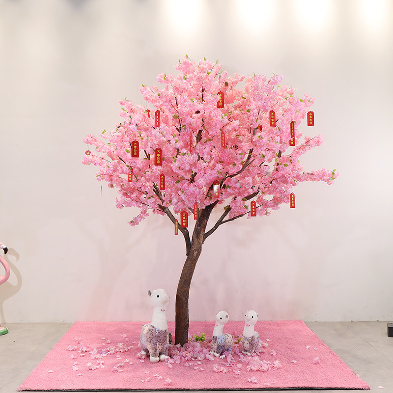 仿真树樱花树桃花树粉色许愿树酒店婚庆装饰大型橱窗网红打卡造景