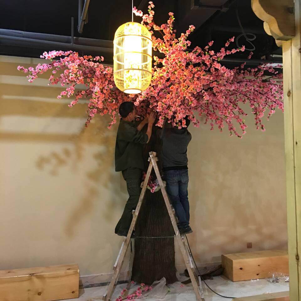 仿真桃花树包柱子景观树绿植餐厅樱花树许愿树室内外装饰大型树皮