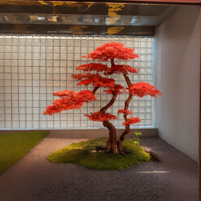 仿真红松松树迎客松枫叶树室内
