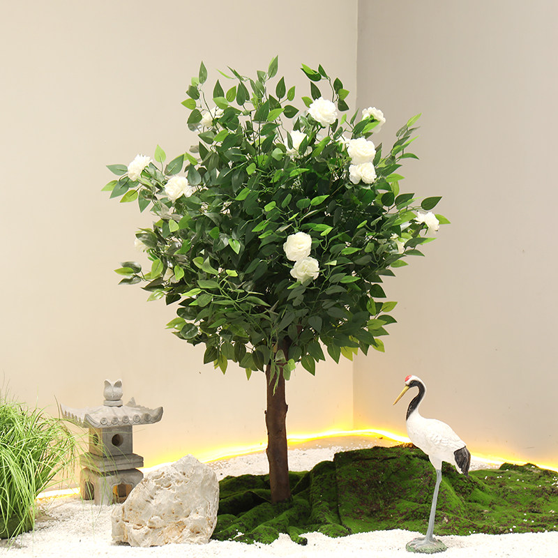 仿真玫瑰花树榕树青枫树室内外装饰造景酒店摆件婚纱店陈列景观