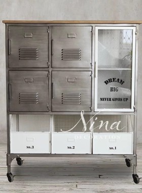 LOFT工业风餐边柜复古做旧储物柜装饰柜摆件柜多功能收纳柜角柜