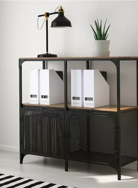 美式乡村复古铁艺餐边柜镂空置物柜简约现代储物柜玄关柜收纳碗柜
