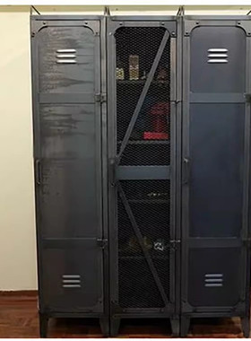 复古工业风收纳柜储物柜落地置物架衣柜铁皮柜装饰柜摄影道具柜