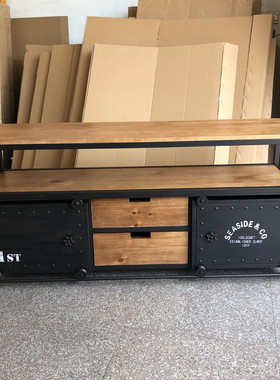 美式复古工业风餐边柜储物柜茶水柜厨房收纳柜玄关柜电视柜移门柜