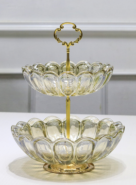 欧式轻奢双层果盘零食盘家用客厅茶几零食糖果干果收纳前台摆放盘