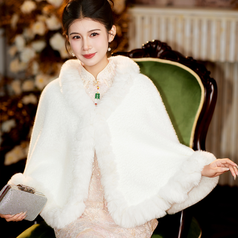 新娘结婚毛披肩婚纱披肩斗篷