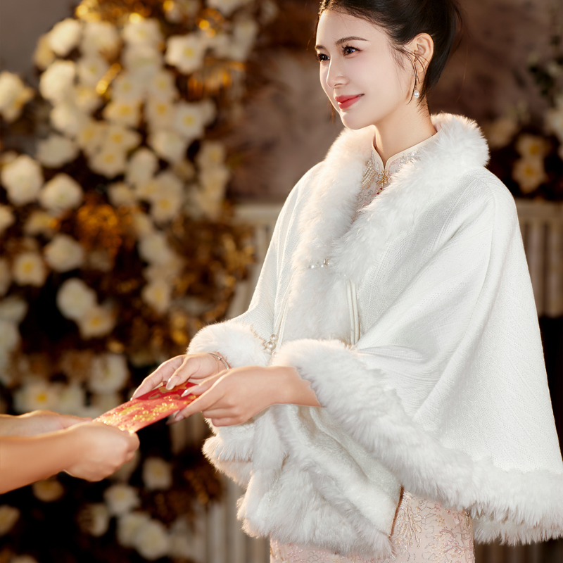 新娘结婚毛披肩婚纱披肩斗篷