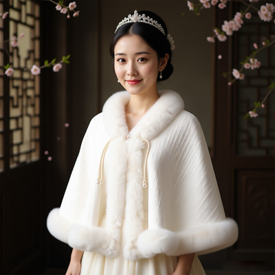 新娘结婚毛披肩婚纱披肩斗篷