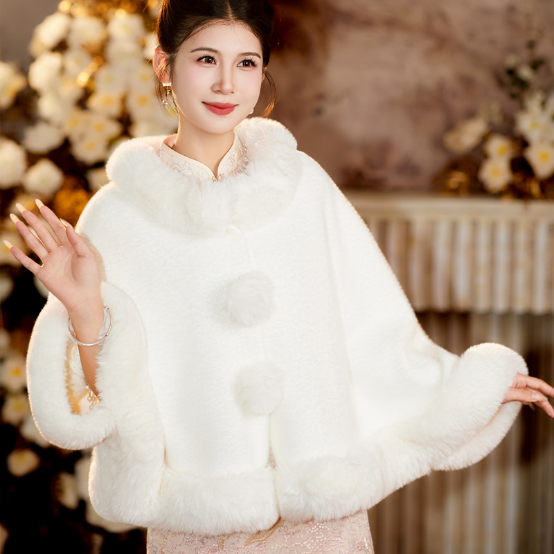 新娘结婚毛披肩婚纱披肩斗篷