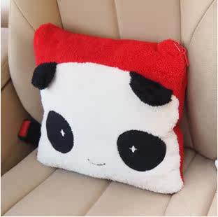 德纳里 汽车头枕可爱卡通护颈枕 车枕车用腰靠垫 熊猫头枕 抱枕被