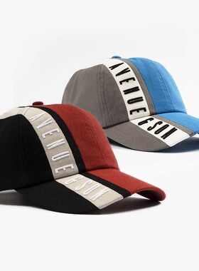 AVENUE&SON 大道之子2025蓝红拼接刺绣字母logo经典弯檐帽棒球帽