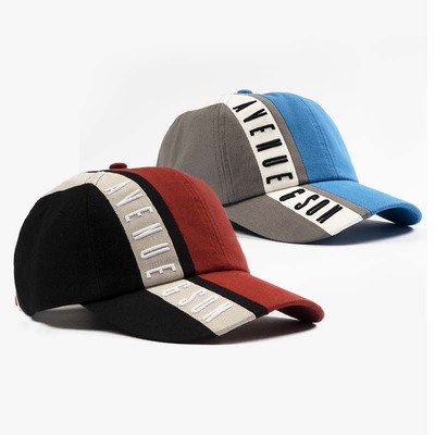 AVENUE&SON 大道之子2025蓝红拼接刺绣字母logo经典弯檐帽棒球帽