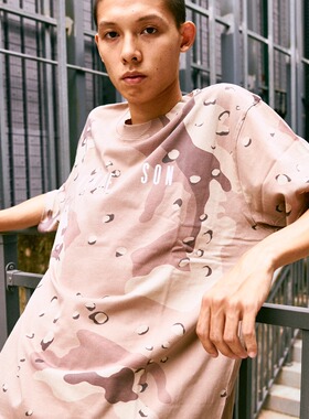 AVENUESON大道之子2025三色树枝军事沙漠迷彩经典LOGO纯棉短袖T恤