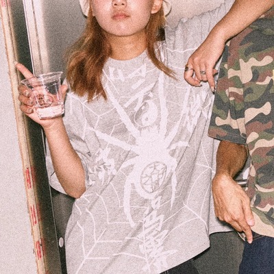 AVENUESON大道之子2025黑灰双色蜘蛛满印中文字纯棉短袖T恤