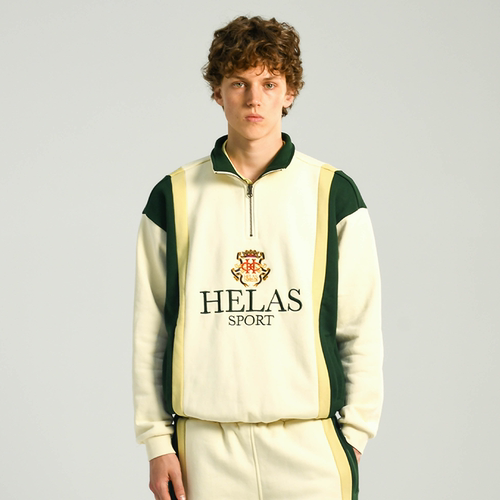 【法国】HELAS 26SP COURONNE QUARTER ZIP米色半拉链套头运动衫