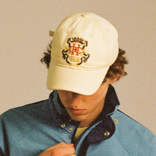 【法国】HELAS 26SP COURONNE CAP 米色刺绣logo棒球帽弯檐帽
